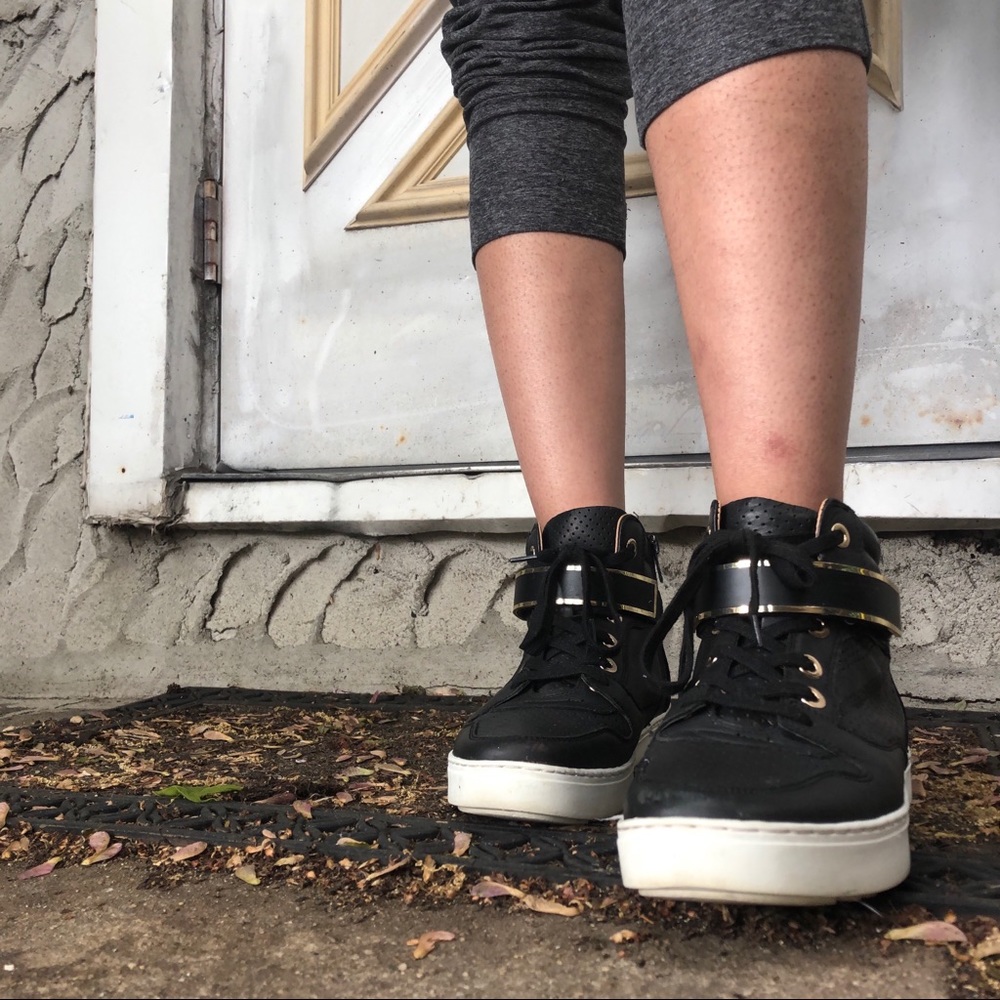 Aldo Black & Gold High-Top Sneakers